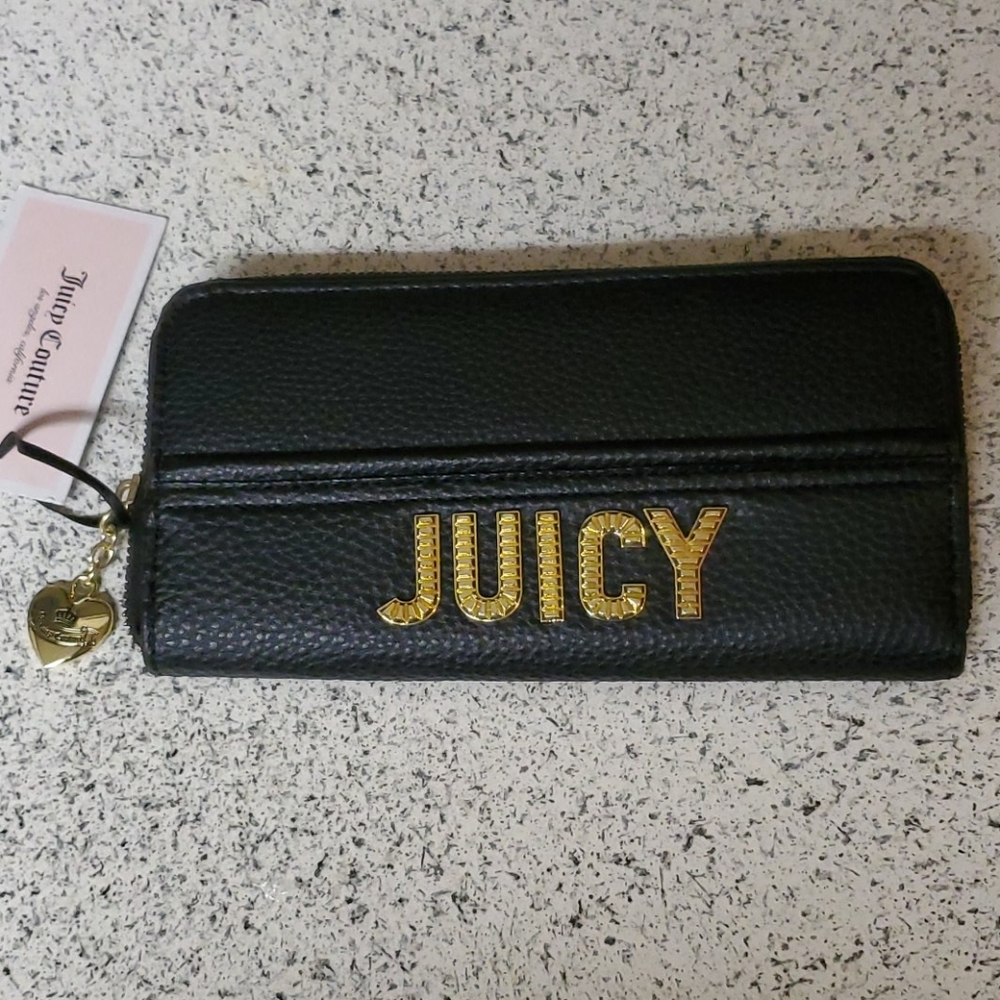 New Juicy Couture Black Leather Wallet NWT
